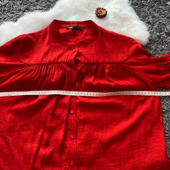 Maje Red Button down Blouse - Picture 5 of 8